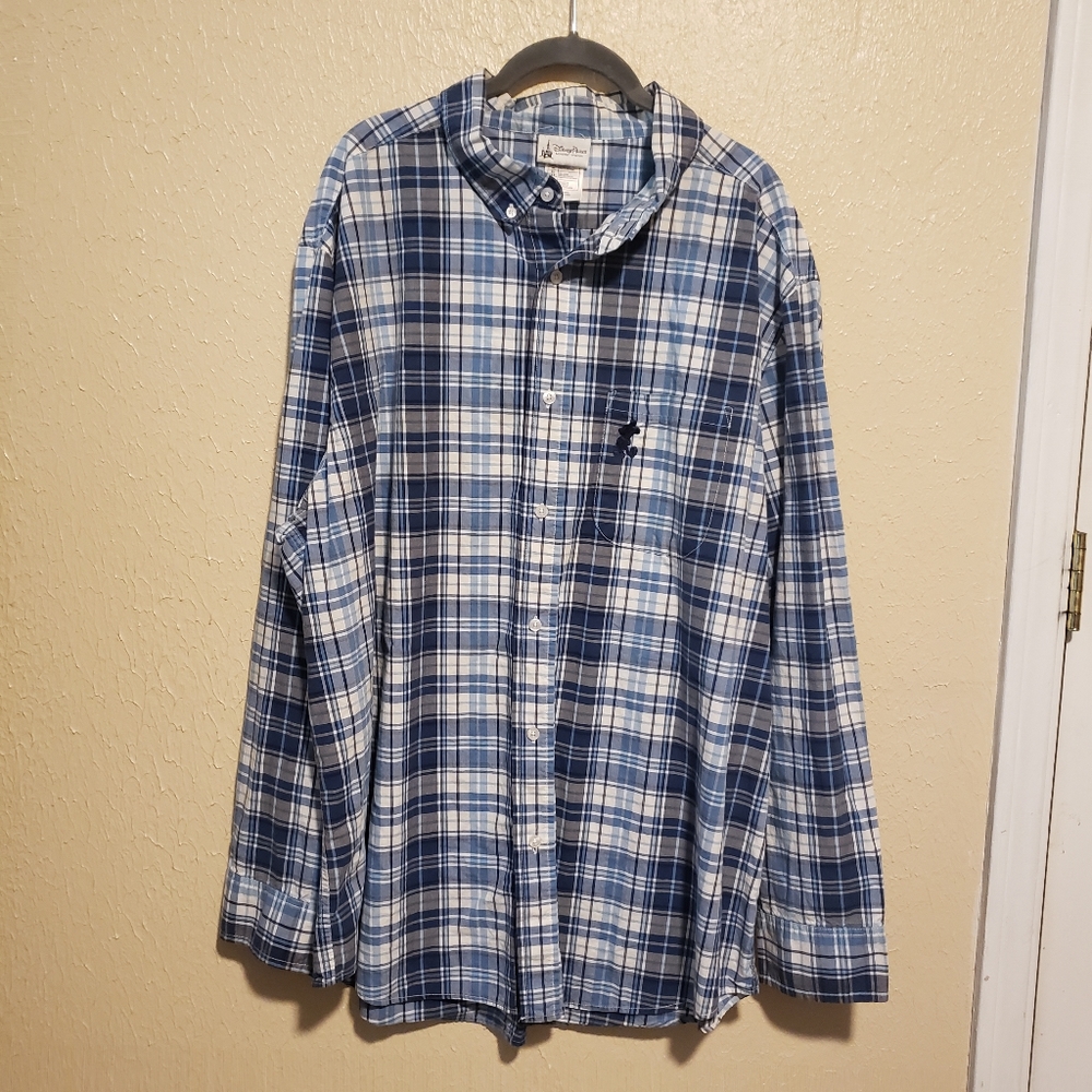 Disney Parks Plaid Button Down Shirt Size XXL‎